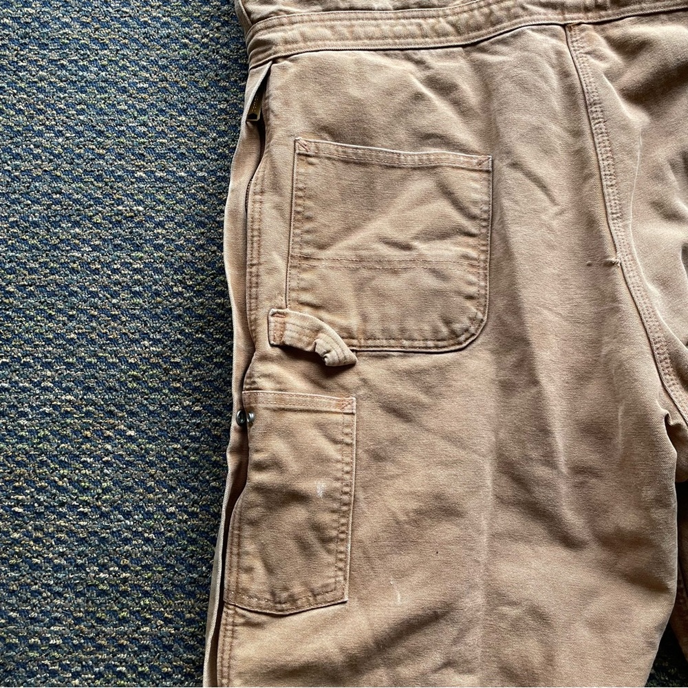 Carhartt Vintage Double Knee Insulated Cargo Work Overalls Distressed USA 38x34 - Picture 11 of 16